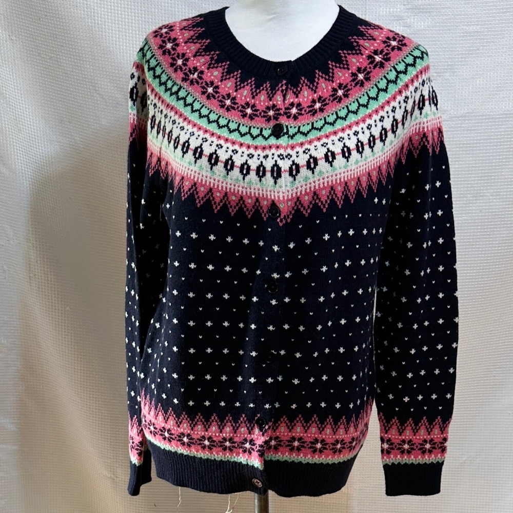 Talbots Fair Isle Wool Blend Cardigan